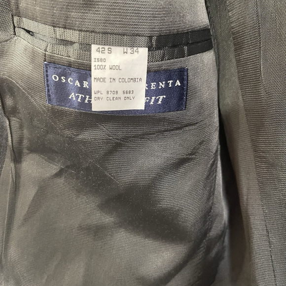 Oscar De LA Renta Blazer 42S Mens Gray 100% Wool Formal Athletic Fit Notch Lapel - Picture 5 of 7